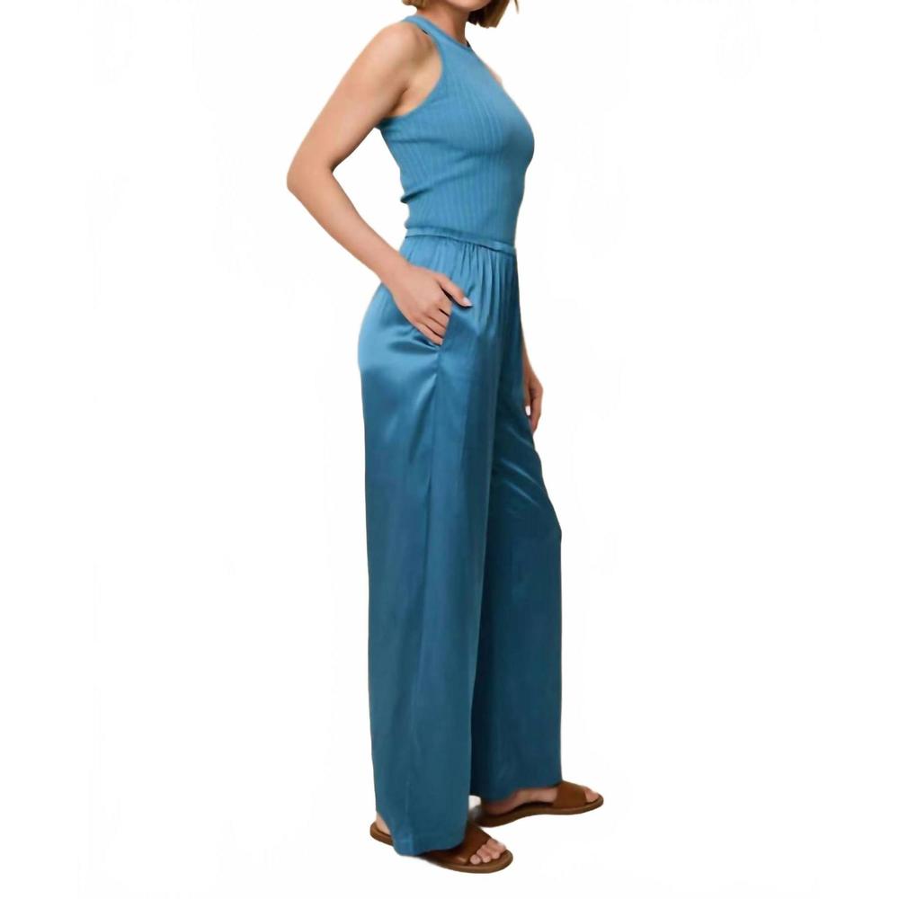 NEW SOLID & STRIPED monaco satin pant in french blue - Picture 3 of 5